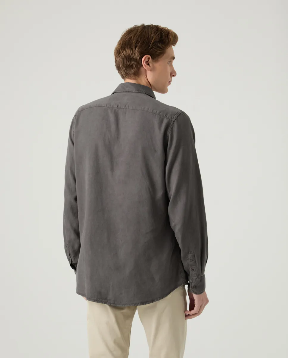 Camisa Forest Tencel Linen Gris Oscuro - Image 3