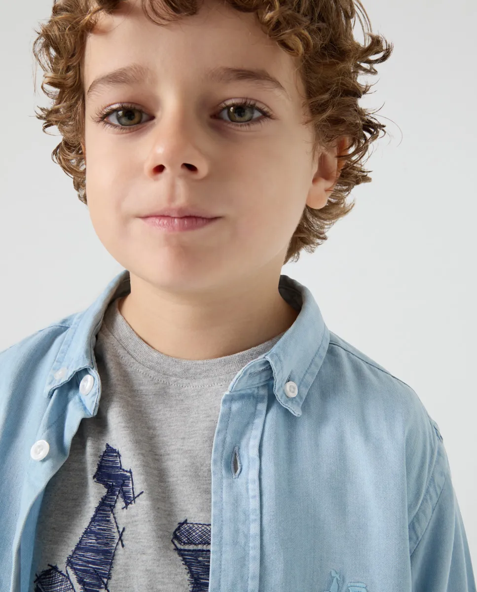 Camisa niño tencel denim claro - Image 4