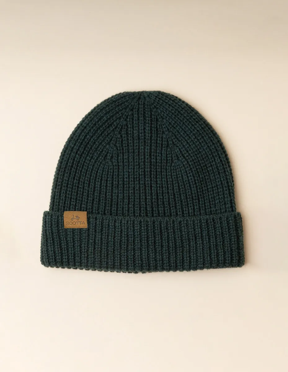 Gorro canalé verde botella