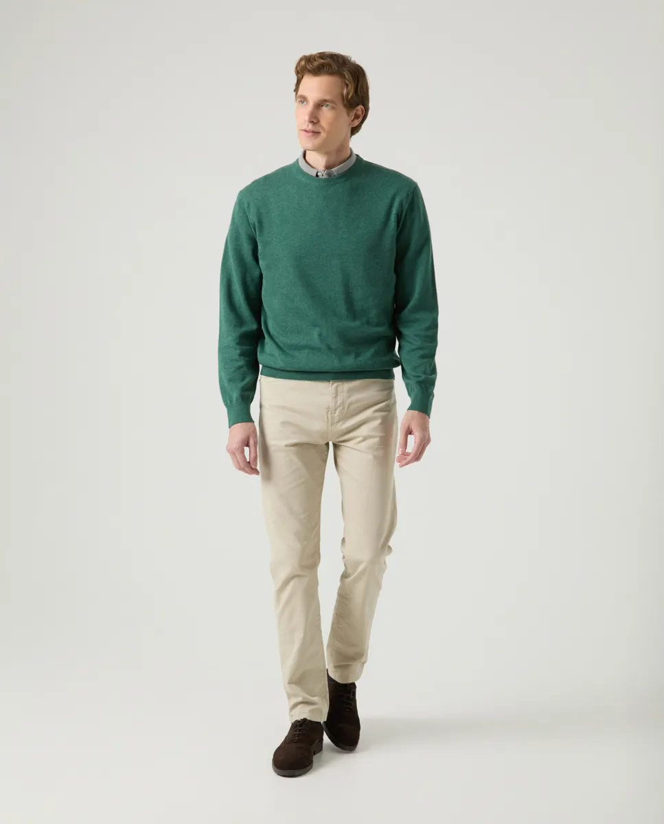 Jersey Classic Crew Neck Cotton Verde Botella - Image 4